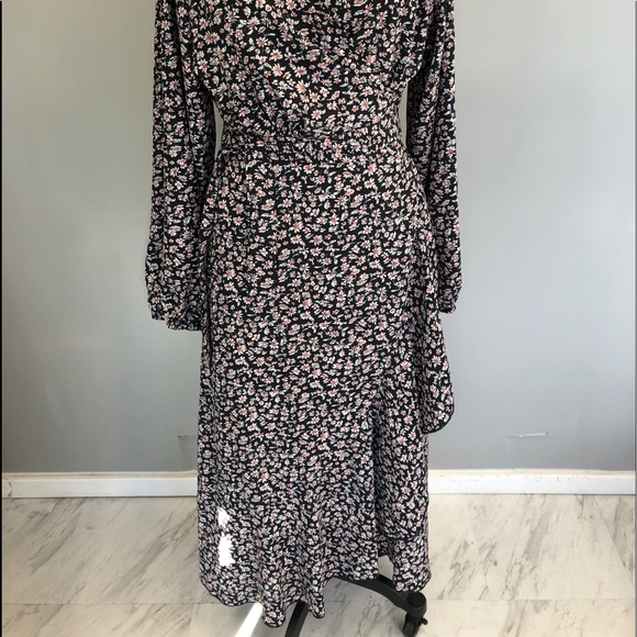 PRETTYGARDEN Women's Long Sleeve Vintage Wrap Dress Floral Print V-Neck e101-2 - Picture 4 of 8